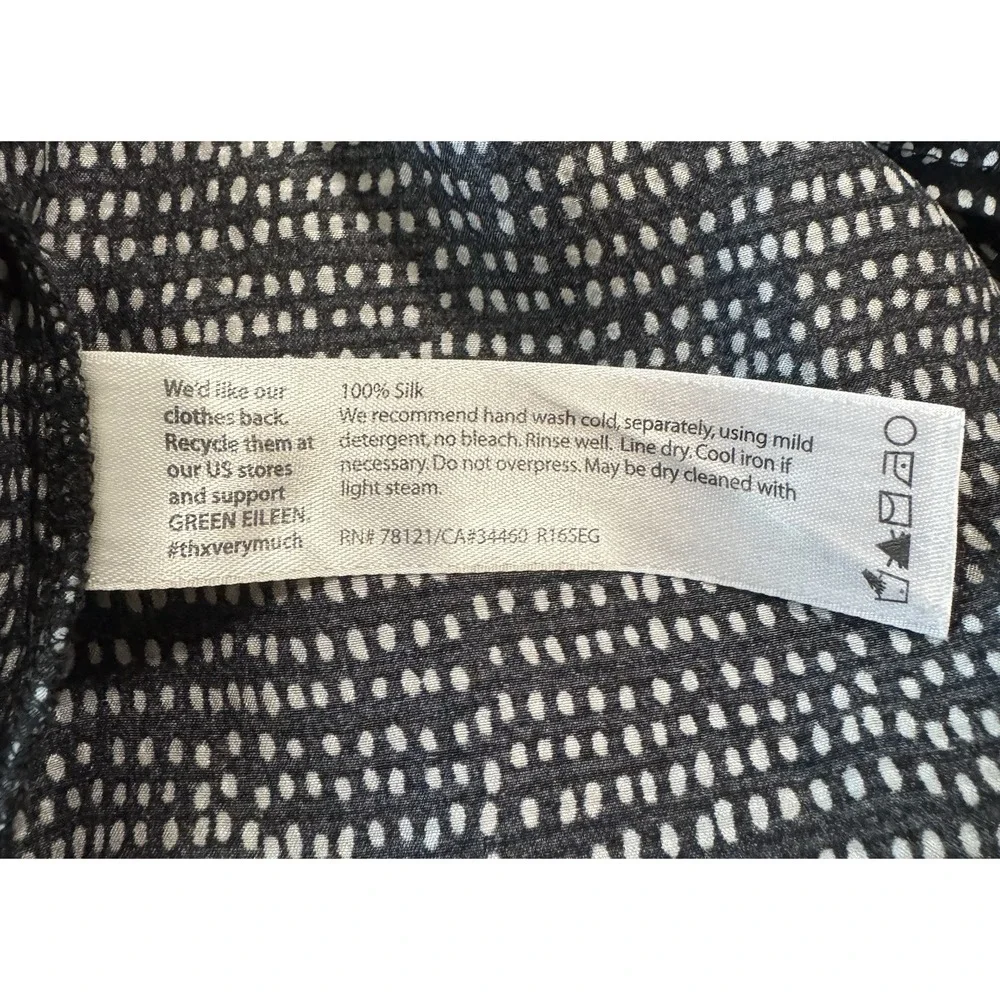 Eileen Fisher Sleeveless Button Up Top M 100% Silk Longline Mandarin Collar